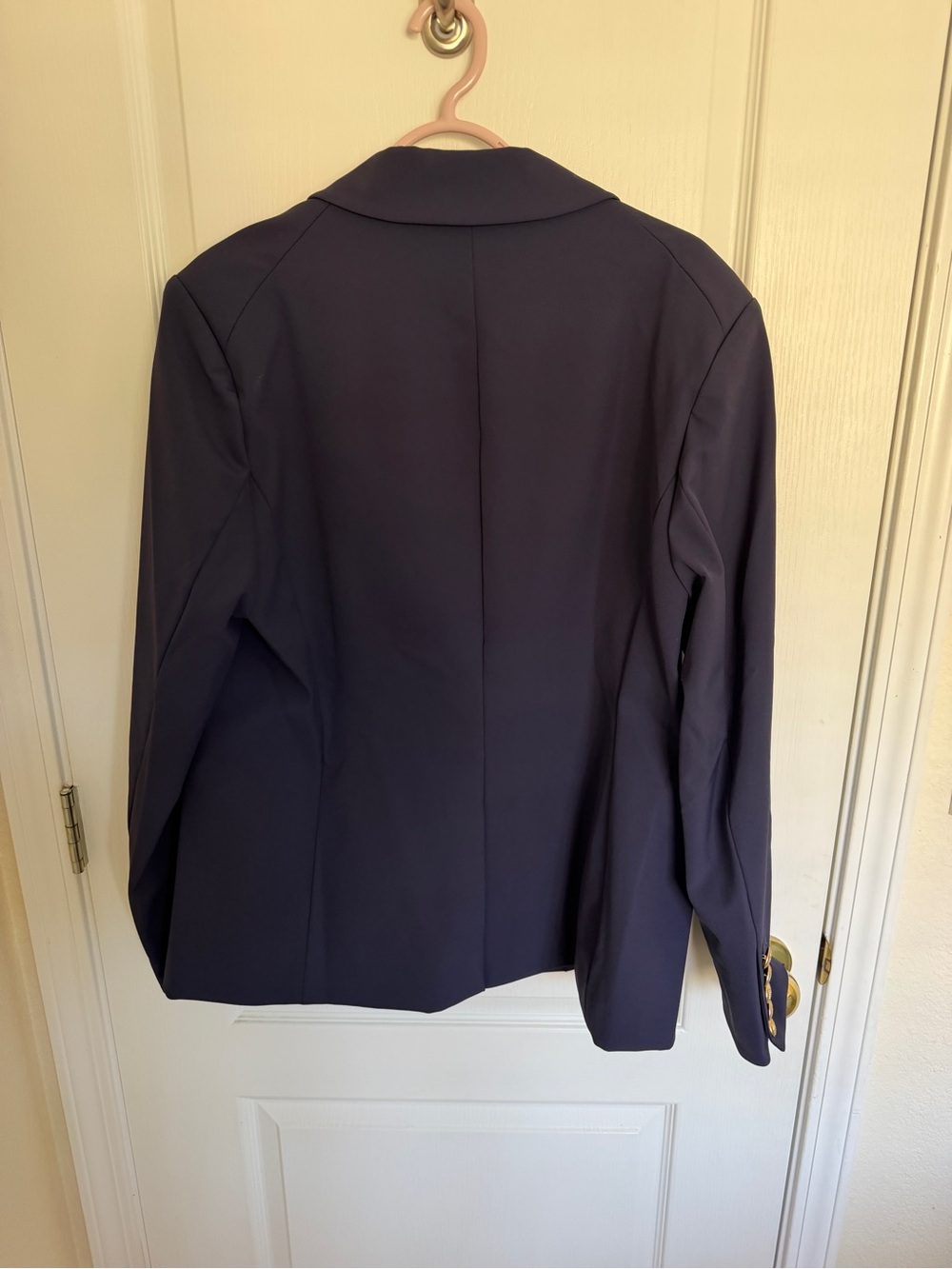 Navy Double-Breasted Blazer with Gold Buttons in scuba fabric - Picture 3 of 3